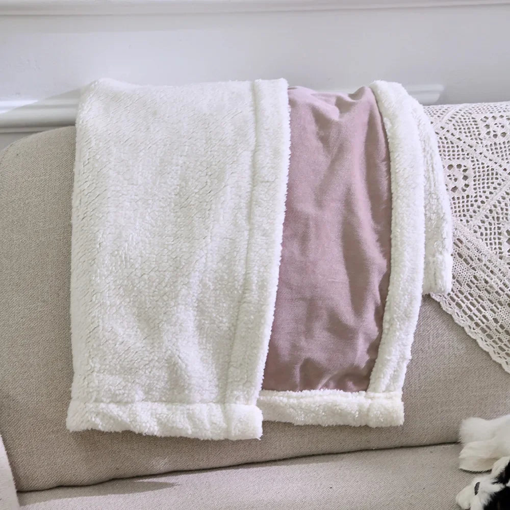1pcs Pet Waterproof Blanket Double-layer Thickened Warm Blanket All-season Soft Velvet Short Plush Cover Blanket