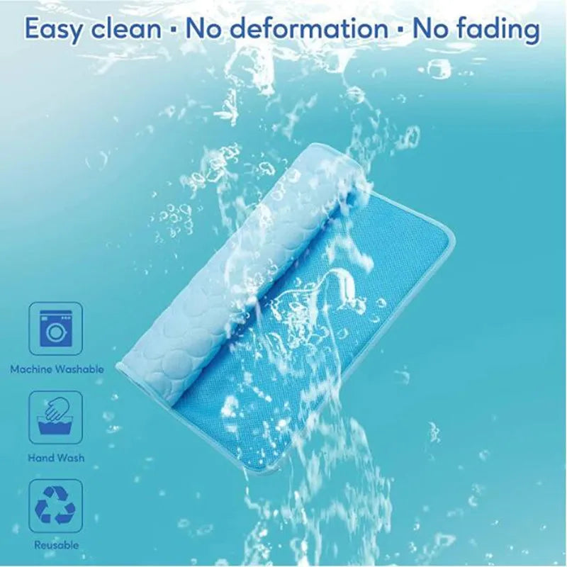 Cooling Pet Mat Breathable Washable Summer Pad Dog Cat Self Cool Blanket for Kennel Crate and Bed Sleeping Ice Silk