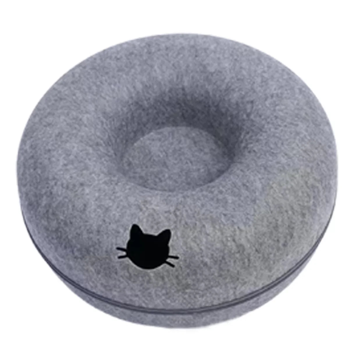 Interactive Round Cat Tunnel Donut Nest Felt Kittens Bed House Scratcher Sleeping Cushion Pet Toy for Cats