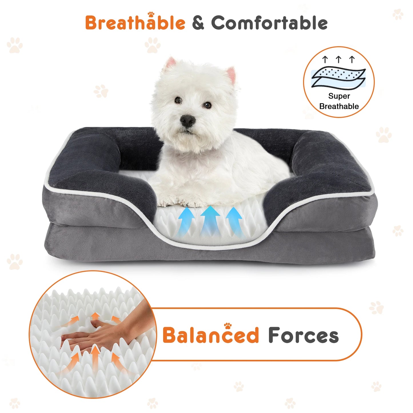 Othopedic Dog Bed Memory Foam Pet Bed for Small Dogs & Cats with Washable Removable Cover Non-Slip Base Waterproof Liner