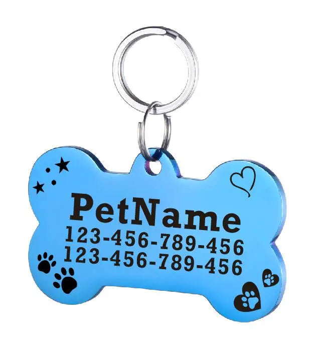 Customized Dog ID Tag Stainless Steel Pet Collar Accessory Personalized Puppy Cat Name Tag Custom Pet Products Supplies