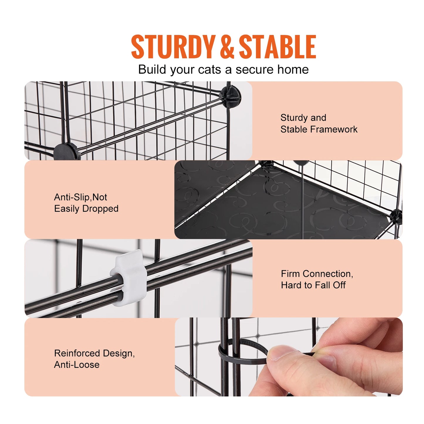 SucceBuy Large Cat Cage Detachable Metal Wire Cat Enclosure with Front Doors Hammock Ramp ladders Crate Exercise Place for Cat