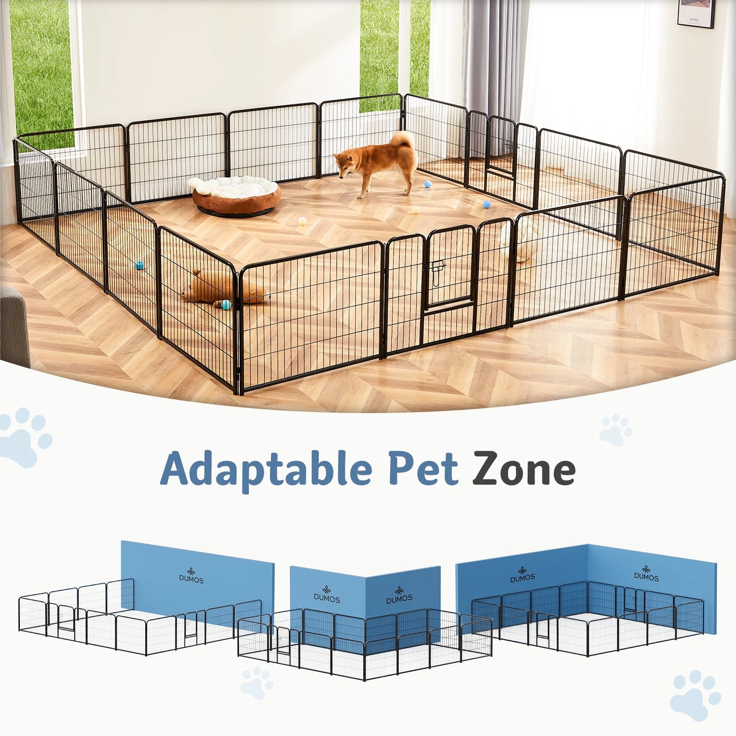 16 Panels Dog Playpen Pet Fence Metal 24 Inch to 32 Inch Foldable Large Dog Puppy Exercise for Yard Gate Camping Outdoor