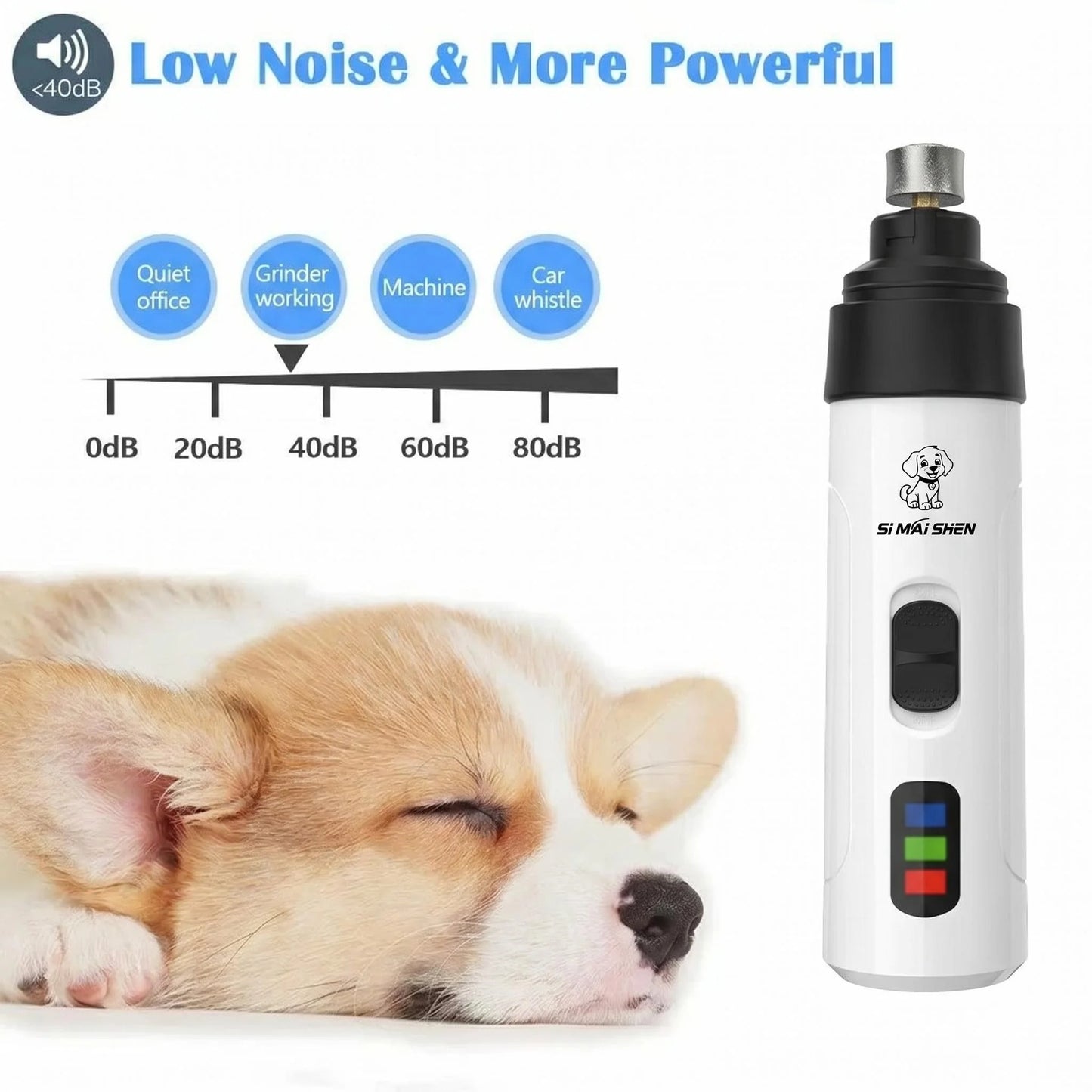 Dog Nail Grinders Painless USB Charging  Rechargeable Pet Nail Clippers Quiet Electric Dog Cat Paws Nail Grooming Trimmer Tools