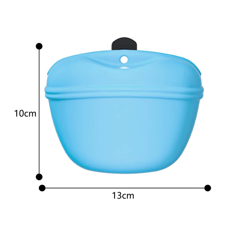 Silicone Dog Treat Pouch Magnetic Closure Pet Training Food Bag Portable Waist Clip Outdoor Puppy Snack Feeding Pocket