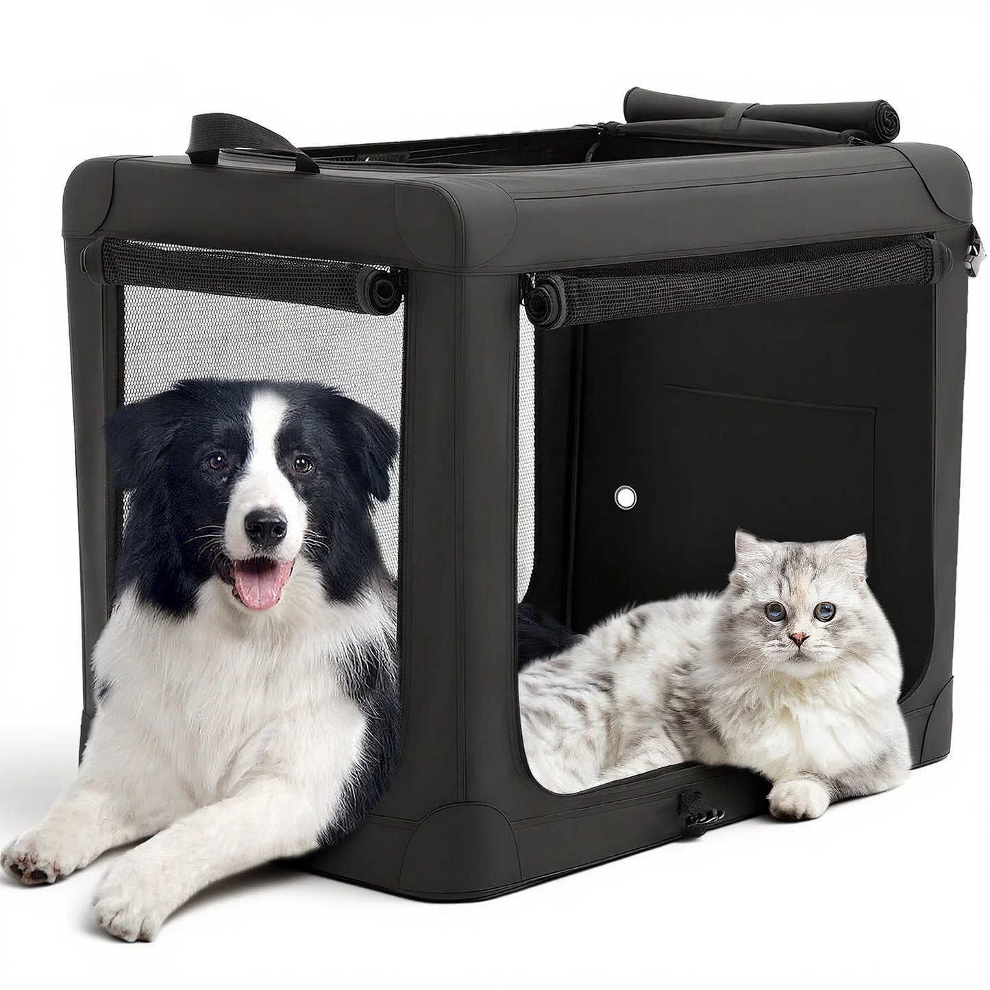 600D Oxford Fabric Foldable Soft Dog Crate Portable Pet Kennel with 3 Doors Use for Small to Extra Large Dogs Indoor