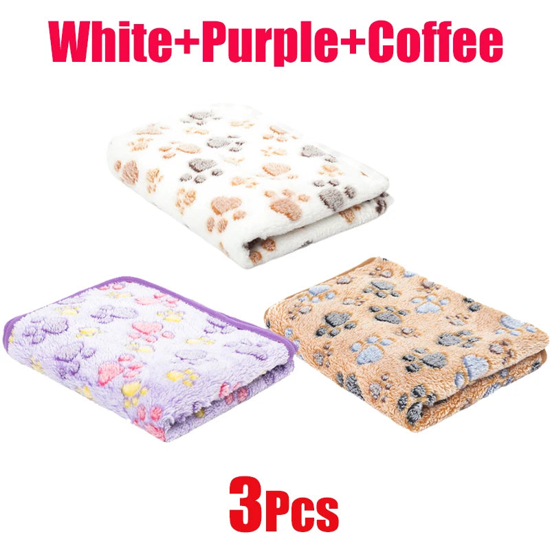 Pet Blanket Cute Dog Paw Print Blanket Pet Mat Warm Comfortable Blanket for Cat Dogs Soft Fluffy Pet Mat Flannel Dog Blanket