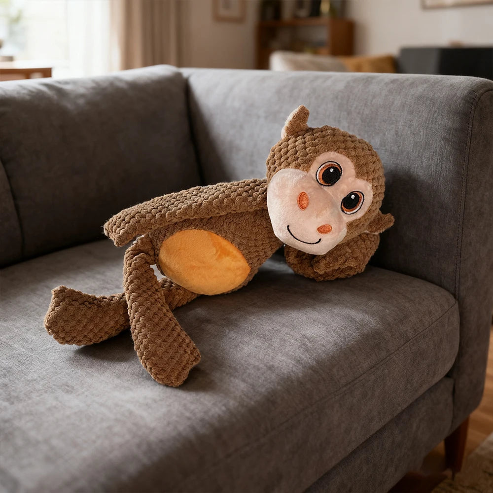 Pet Bite-Resistant Plush Interactive Toy with Sound, Cartoon Monkey Design, Suitable for Large, Medium, and Small Pets Such as Cats and Dogs, Double-Layer Fabric, Built-In Airbag