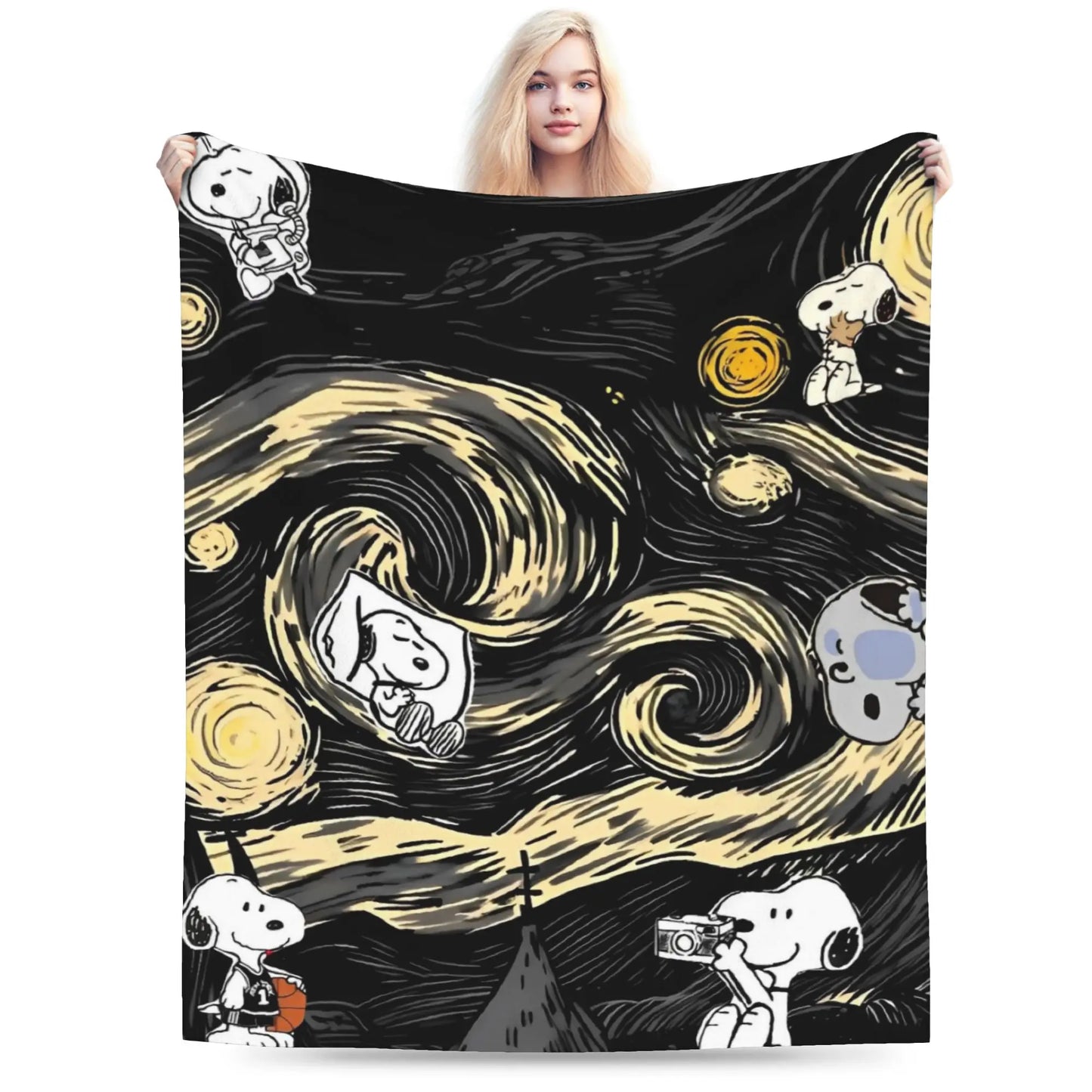 Snoopy & Woodstock Pattern Blankets  Fleece Funny Soft Throw Blankets for Bedspread  Winter