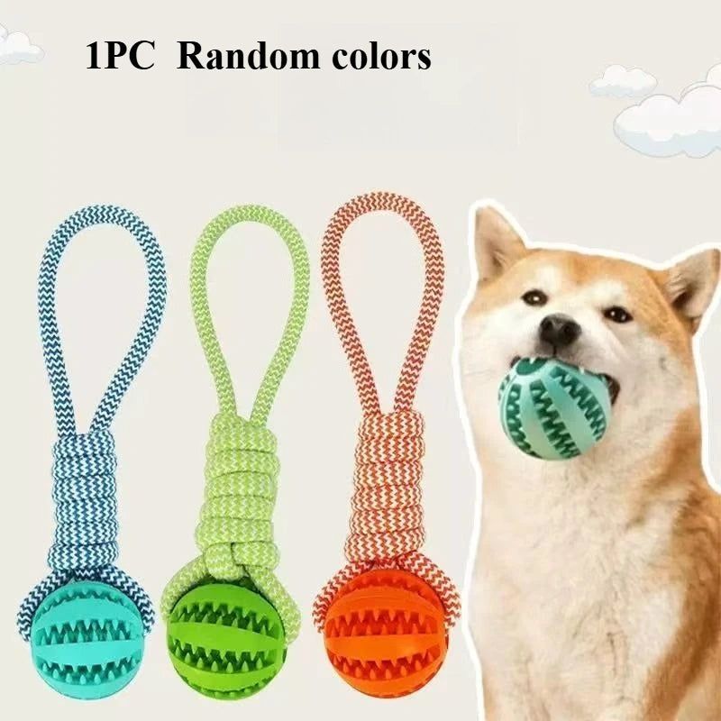 Interactive Dog Toy Tug Rope, Treat Dispenser Ball, Chew Toy for Large Breeds, Durable & Dental Health (Colors Vary)