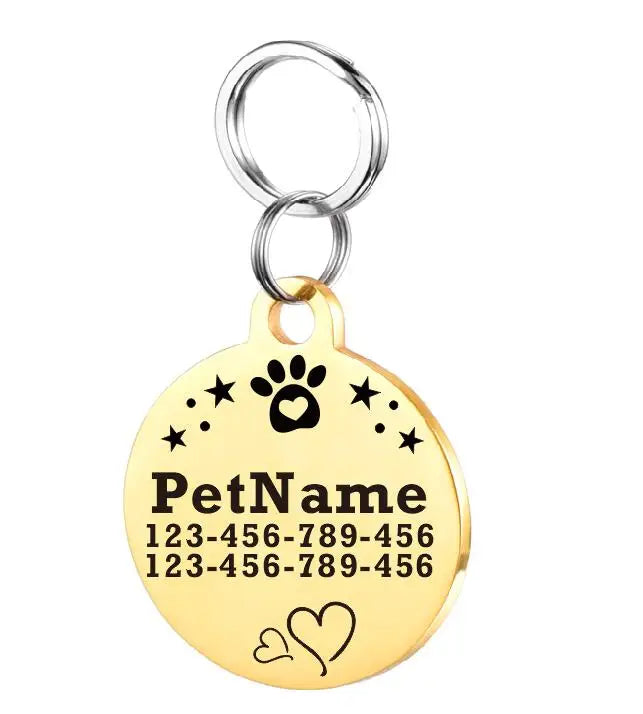 Customized Dog ID Tag Stainless Steel Pet Collar Accessory Personalized Puppy Cat Name Tag Custom Pet Products Supplies