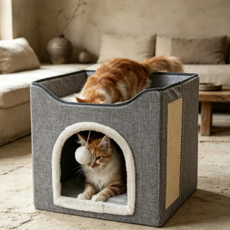 Large Foldable Cat House Pet Supplies Winter Warm Easy Cleaning Cat Villa Indoor Outdoor Cozy Bed for Cats