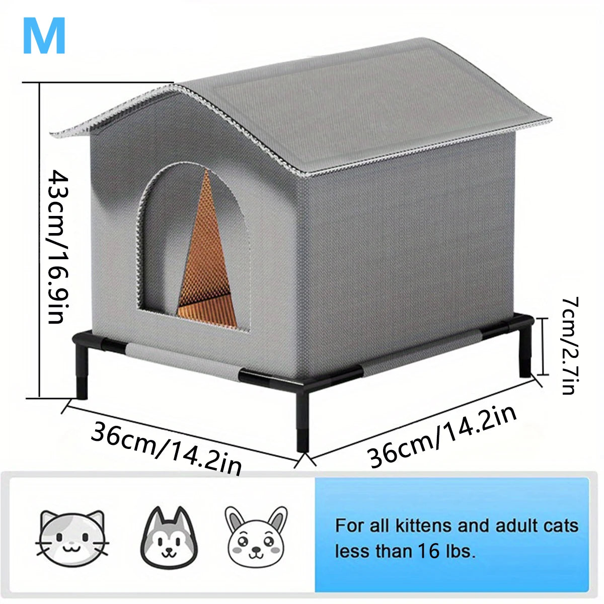 Stray Cat Houses with Mat Waterproof Summer Cool Shelter Foldable Pet Cave Nest Sleeping Beds for Outdoor Cats Small Dog Puppies
