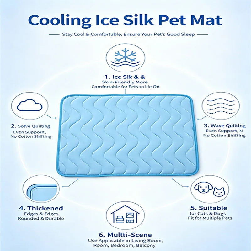 Cooling Cat Mat Summer Pad Mat For Dogs Cat Ice Silk Blanket Sofa Breathable Pet Dog Bed Summer Washable For Small Large Dog Cat