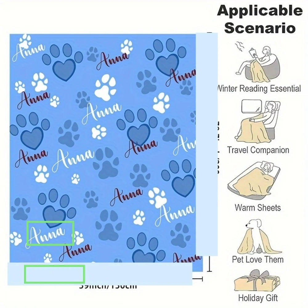 1pc Personalized Custom Pet Blanket Name, Soft And Comfortable Multifunctional Custom Gift Blanket, Gift for Dog And Dog Lovers