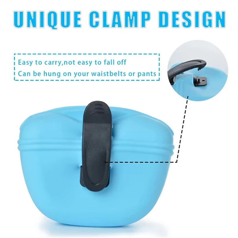 Silicone Dog Treat Pouch Magnetic Closure Pet Training Food Bag Portable Waist Clip Outdoor Puppy Snack Feeding Pocket