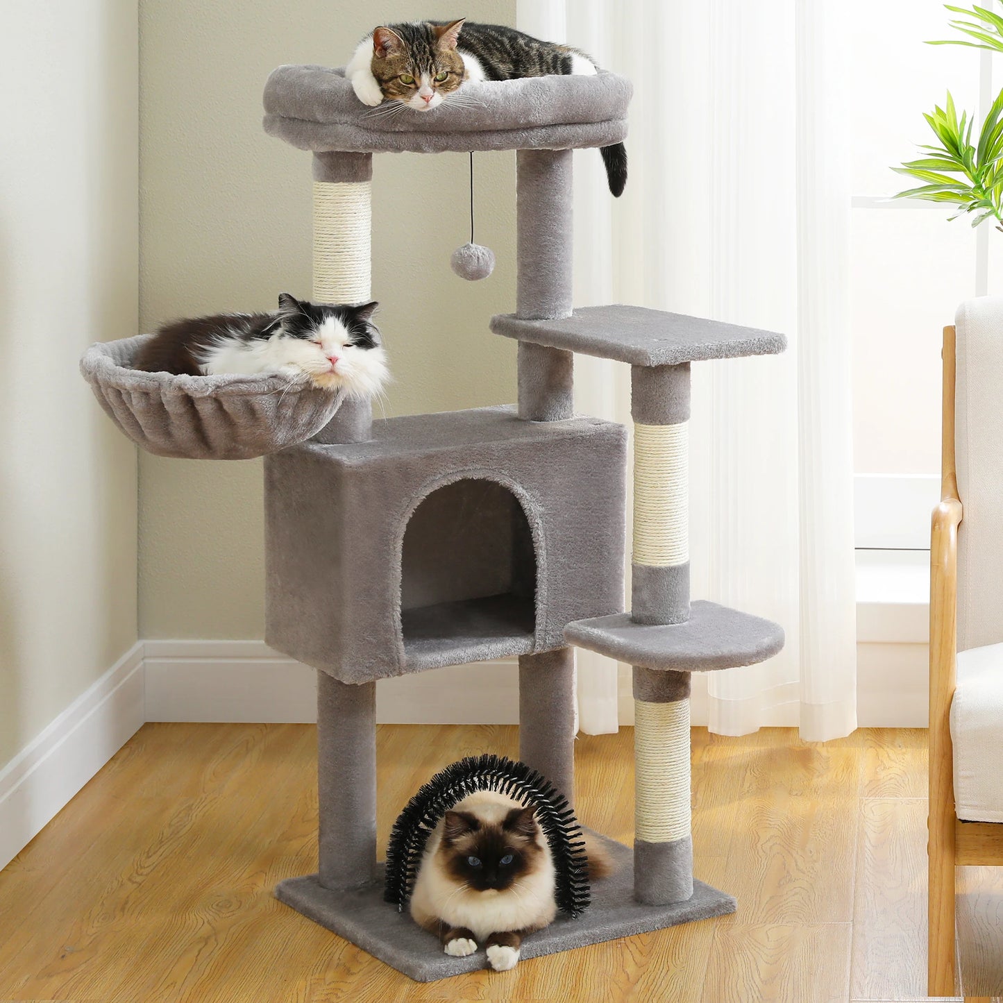 Multi-Level Cat Tree Tower with Sisal Scratching Posts and Pad Soft Top Perch Large Cat Condo for Indoor Cat Scratchers Cat Toys