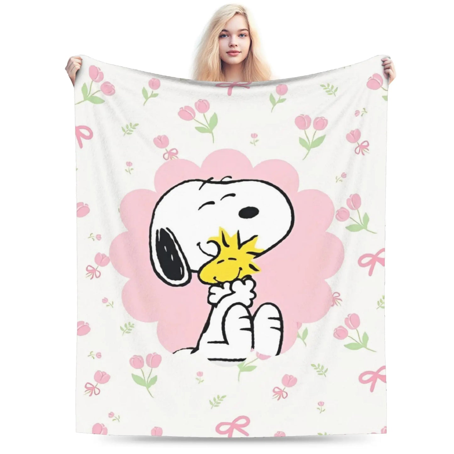 Snoopy & Woodstock Pattern Blankets  Fleece Funny Soft Throw Blankets for Bedspread  Winter