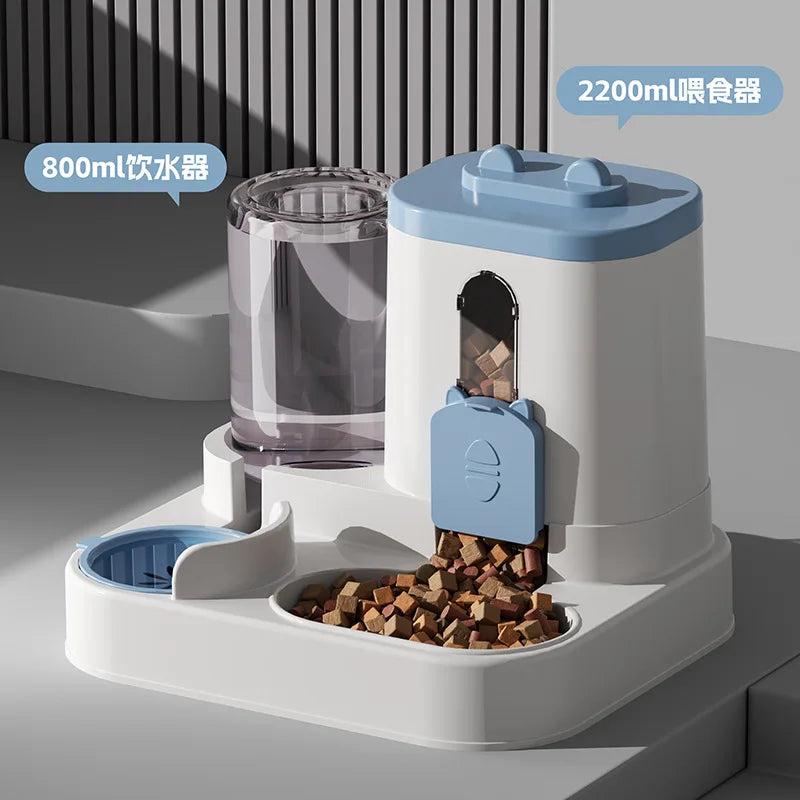 Cat 04 Dog Bowl Automatic Feeder with Spill Proof Design with Water Fountain Pet Food Dispenser for Small Medium Large Cats Dogs