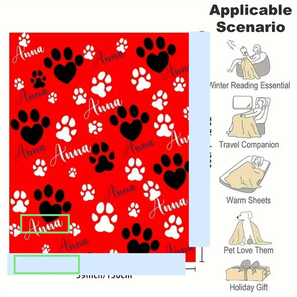 1pc Personalized Custom Pet Blanket Name, Soft And Comfortable Multifunctional Custom Gift Blanket, Gift for Dog And Dog Lovers