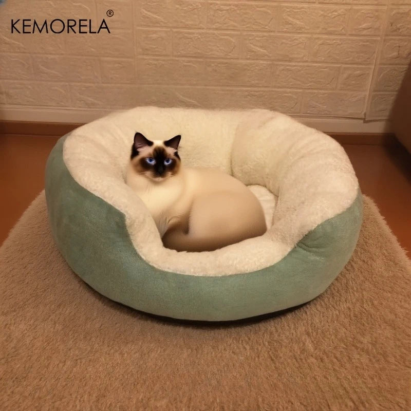 Plush Orthopedic Pet Bed with Backrest Thick All-Season Comfort, Easy-Clean Durable Polyester Cat & Small Dog Bed,for Indoor Use