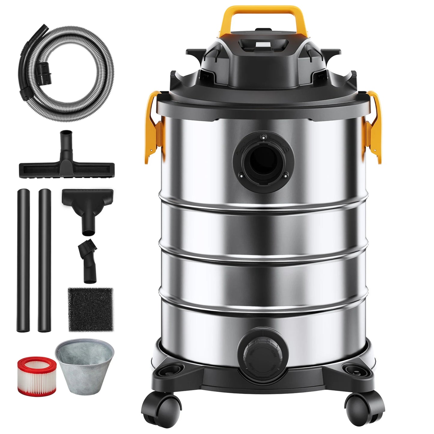 Stainless Steel Wet Dry Shop Vacuum Wet  Dry Vac Powerful Suction  Small Shop Vac Perfect for Carpet Debris  Pet  Hair