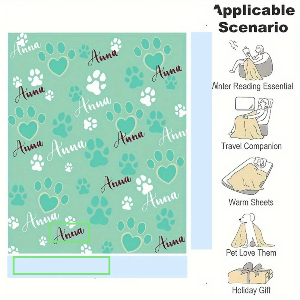 1pc Personalized Custom Pet Blanket Name, Soft And Comfortable Multifunctional Custom Gift Blanket, Gift for Dog And Dog Lovers