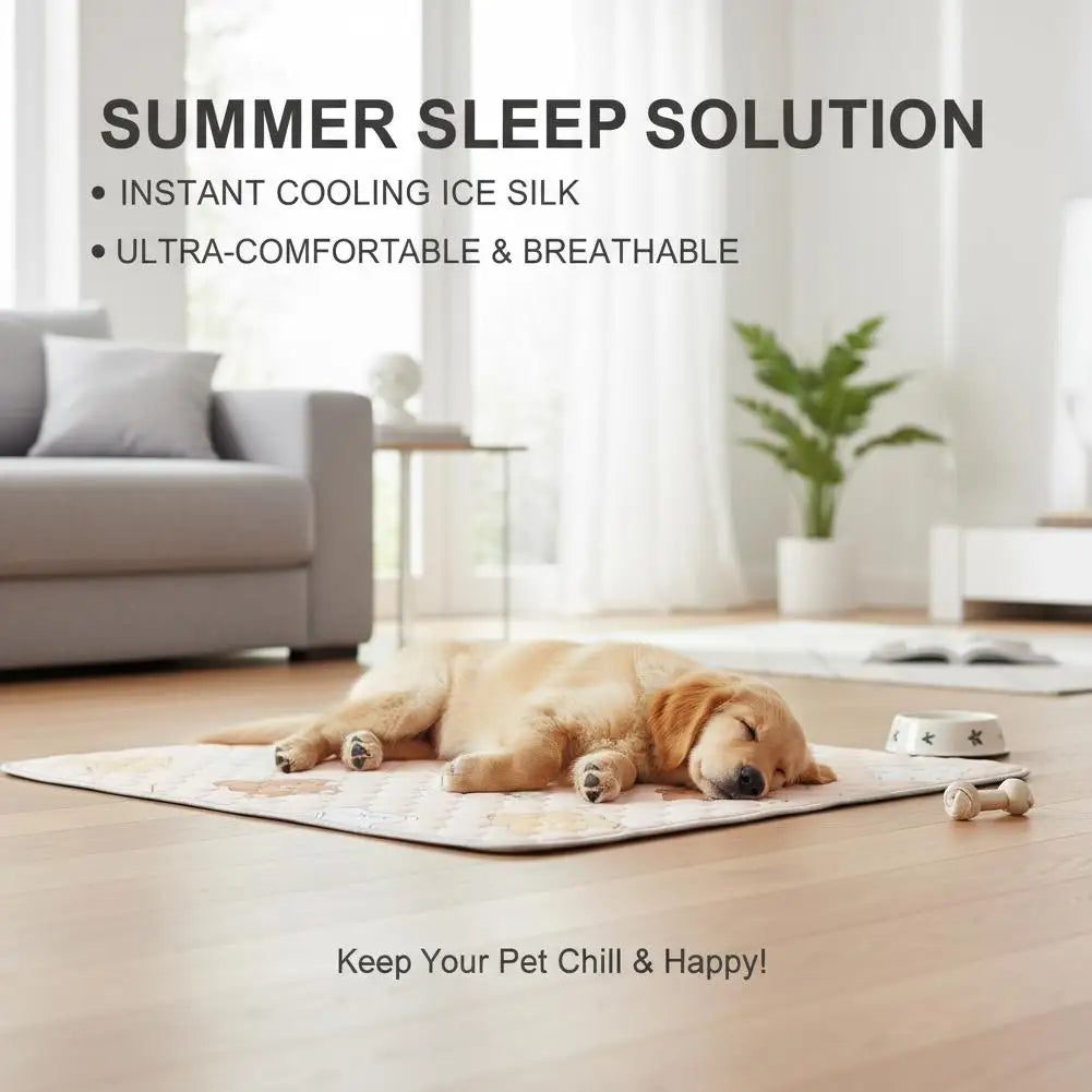 Pet Mat Reusable Washable Ice Silk Crate Pad Sofa Cushion Heat-Relief Blanket Protector for Dog Cat Car Travel Office Access