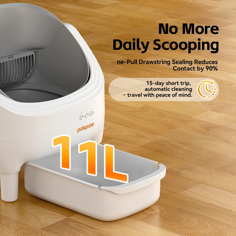 Pokpaw Automatic Self-cleaning Litter Box for Cats – 76L Large Smart Cat Toilet Open Sandbox for Cat Pet Supplies