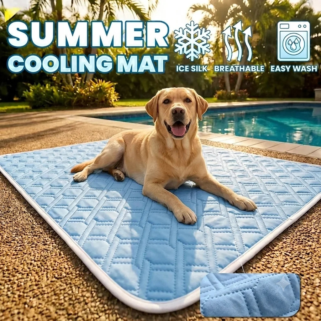 Summer Cooling Pad For Pet Cat or Dog Blanket Breathable Comfortable Pet Bed Washable Ice Feeling Pad For Small Large Dogs Pets