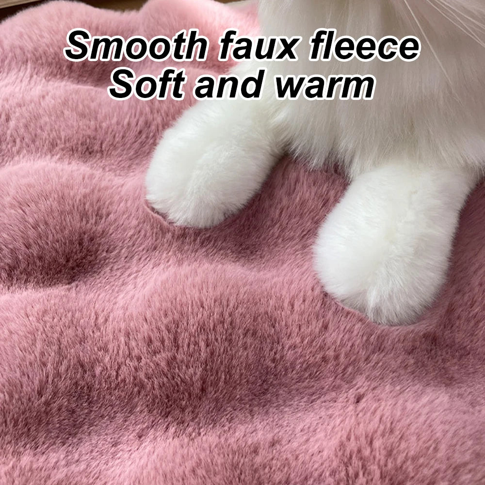Winter Plush Cat Bed Mat Round Pet Bed for Cats Small Dogs Fleece Pet Sleeping Mat Kitten Puppy Nest Pet Cushion Cat Accessories