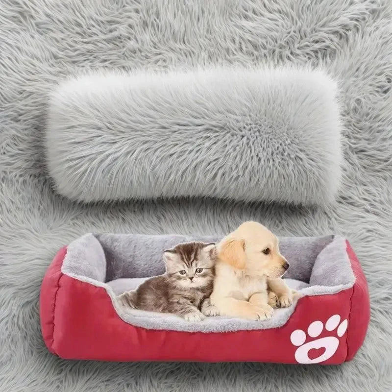 Large Plush Dog Bed & Cat Mat, Deep Sleeping Warm Soft Cushion, Calming Pet House for Small Dogs, Puppy, Chihuahua