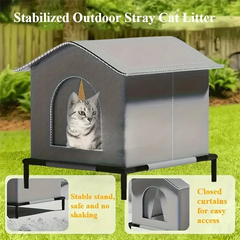 Stray Cat Houses with Mat Waterproof Summer Cool Shelter Foldable Pet Cave Nest Sleeping Beds for Outdoor Cats Small Dog Puppies