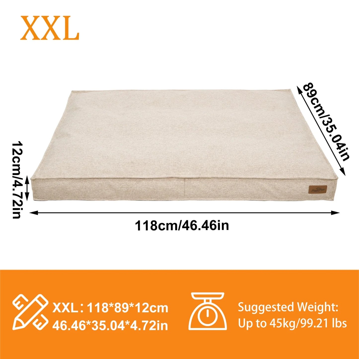 M/L/XL/2XL Dog Beds Cozy Cushion for Medium Large Dogs Rectangular Pet Bed Sleep Mat with Linen Cover Foam Base Waterproof Lining