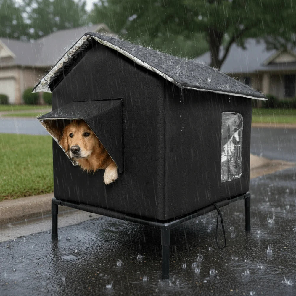 Portable Waterproof Outdoor Cat Tent Folding Warm Cooling Dog Cave Moisture-proof Raised Base Pet Condos Cat Kennel