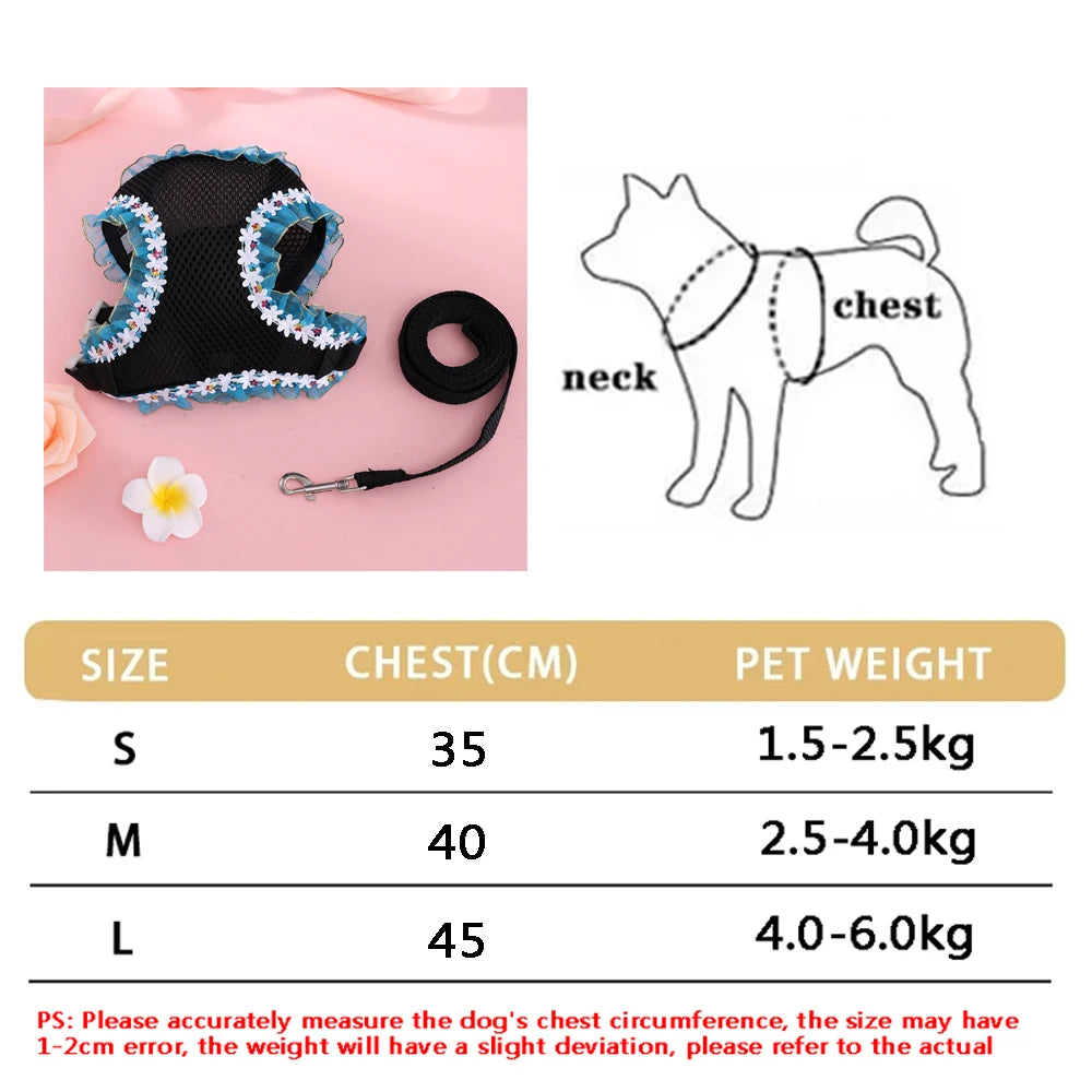 Small Dog Harness Leash Set Cute Traction Bracelet Medium Cat Collar Suit Soft Puppy Vest Harness Adjustable Pet Accessories