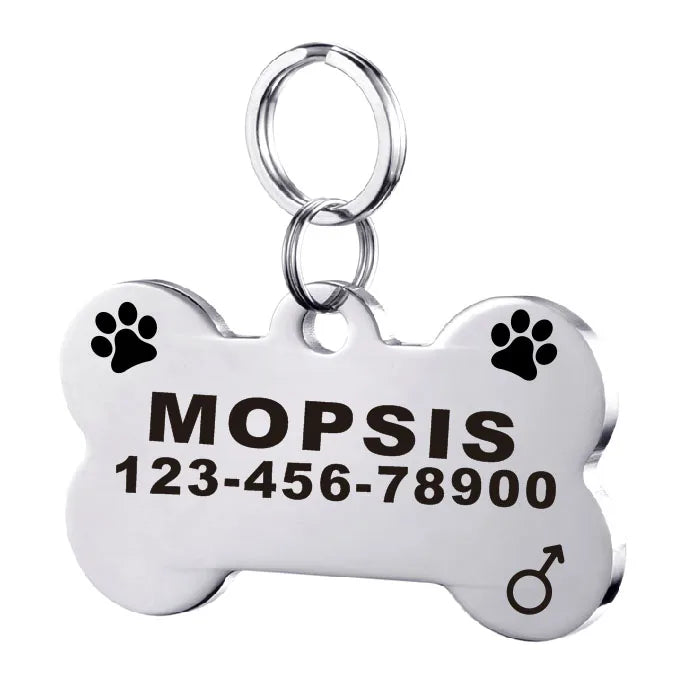 Customized Dog ID Tag Stainless Steel Pet Collar Accessory Personalized Puppy Cat Name Tag Custom Pet Products Supplies