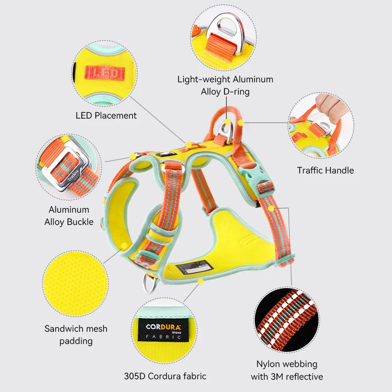 No Pull Dog Harness Reflective Breathable Adjustable Training Vest for Small Medium Large Dogs Night Walking TLH5657