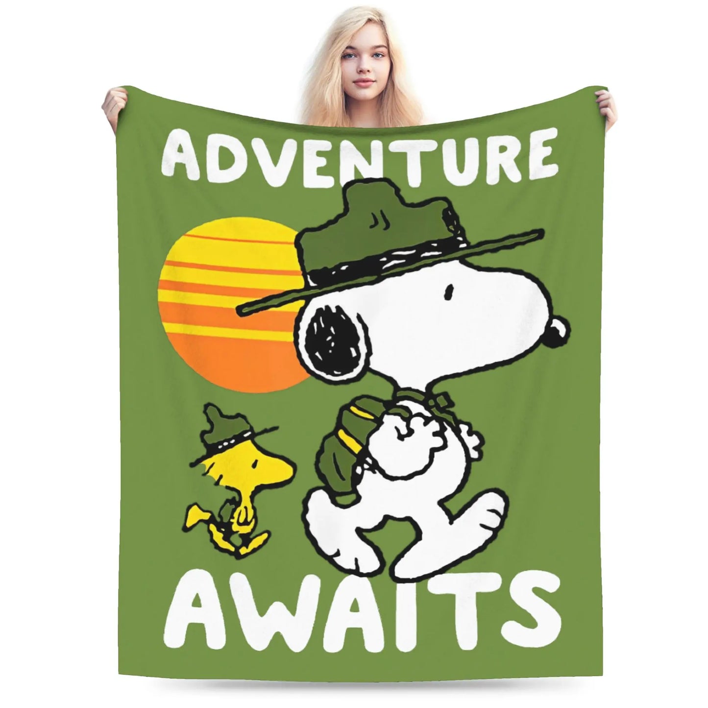 Snoopy & Woodstock Pattern Blankets  Fleece Funny Soft Throw Blankets for Bedspread  Winter