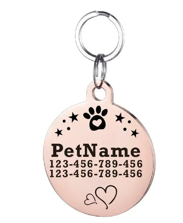 Customized Dog ID Tag Stainless Steel Pet Collar Accessory Personalized Puppy Cat Name Tag Custom Pet Products Supplies