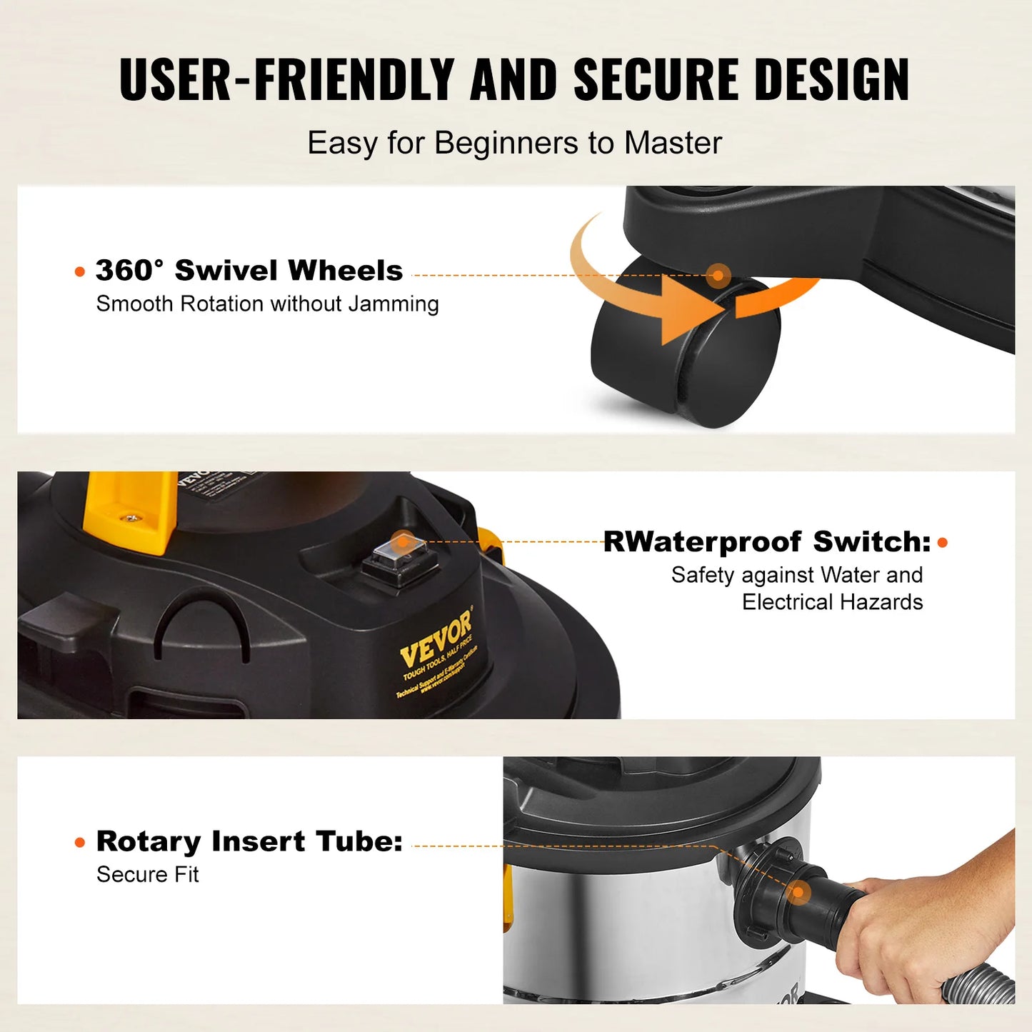 Stainless Steel Wet Dry Shop Vacuum Wet  Dry Vac Powerful Suction  Small Shop Vac Perfect for Carpet Debris  Pet  Hair