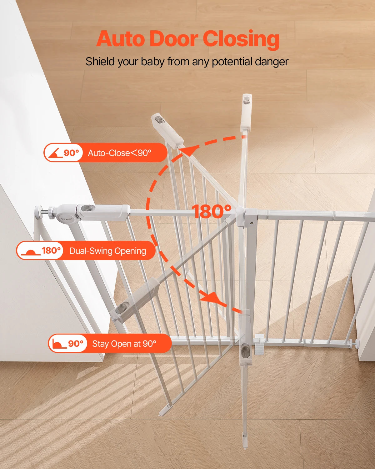 28/30/36 Inches High Dog Gate Easy Step Walk Thru Pet Security Pressure Mount Kit Wall Cups Doorways