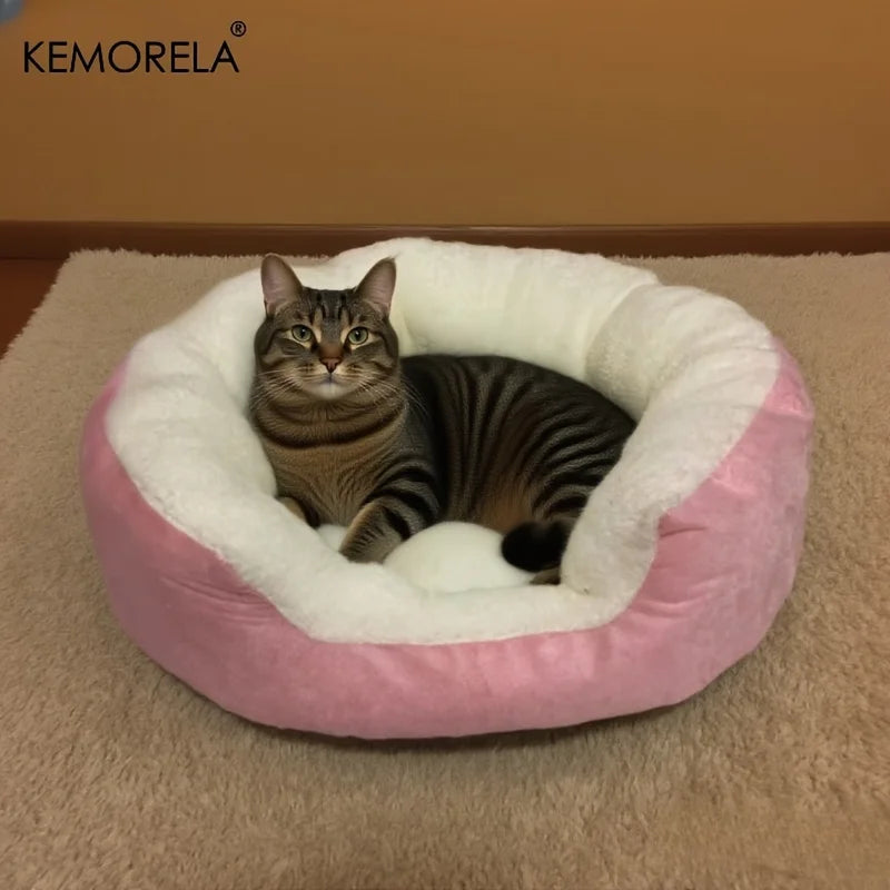 Plush Orthopedic Pet Bed with Backrest Thick All-Season Comfort, Easy-Clean Durable Polyester Cat & Small Dog Bed,for Indoor Use