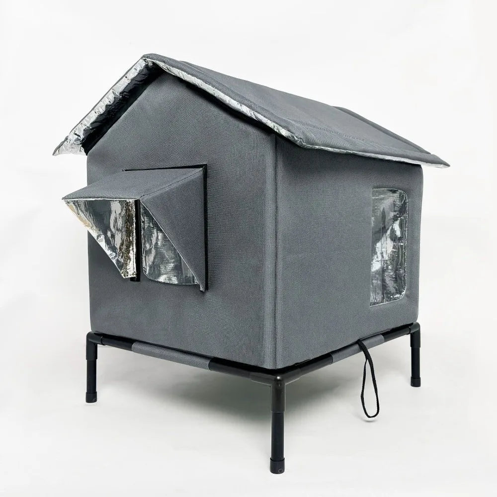 Portable Waterproof Outdoor Cat Tent Folding Warm Cooling Dog Cave Moisture-proof Raised Base Pet Condos Cat Kennel