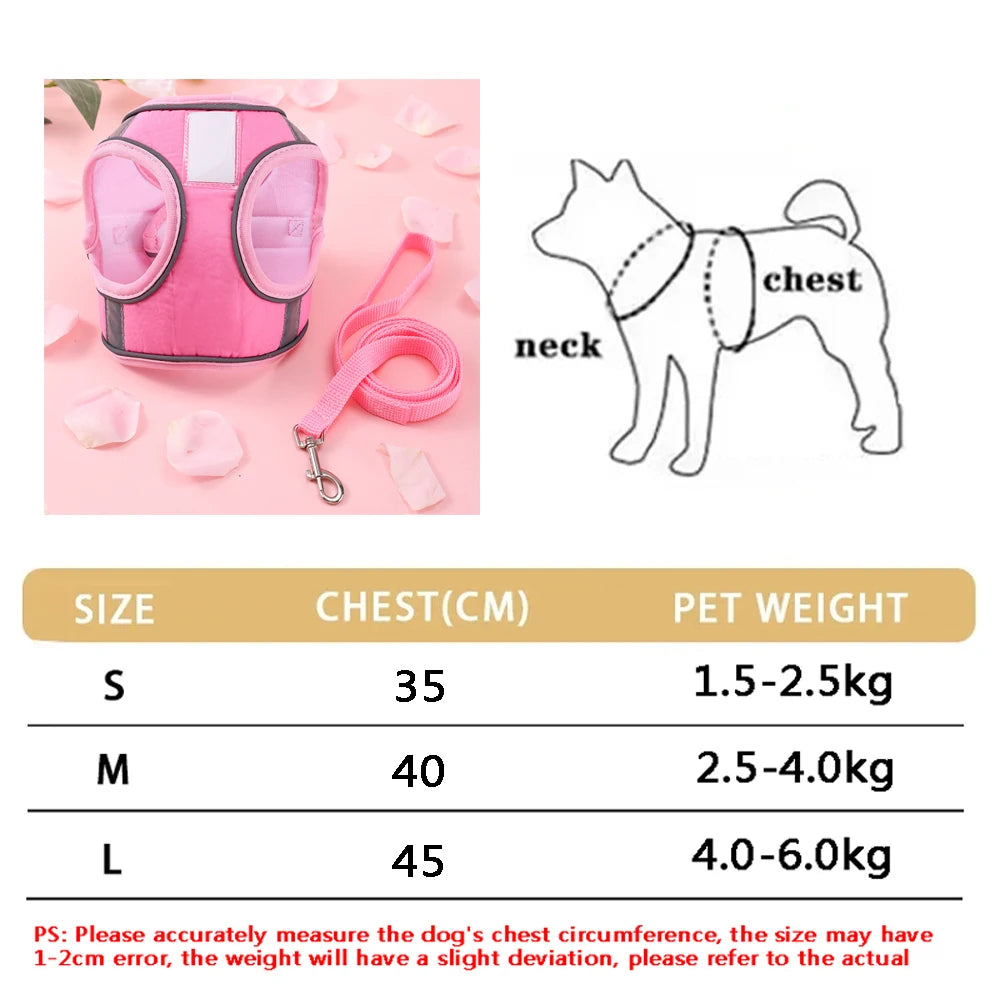 Small Dog Harness Leash Set Cute Traction Bracelet Medium Cat Collar Suit Soft Puppy Vest Harness Adjustable Pet Accessories