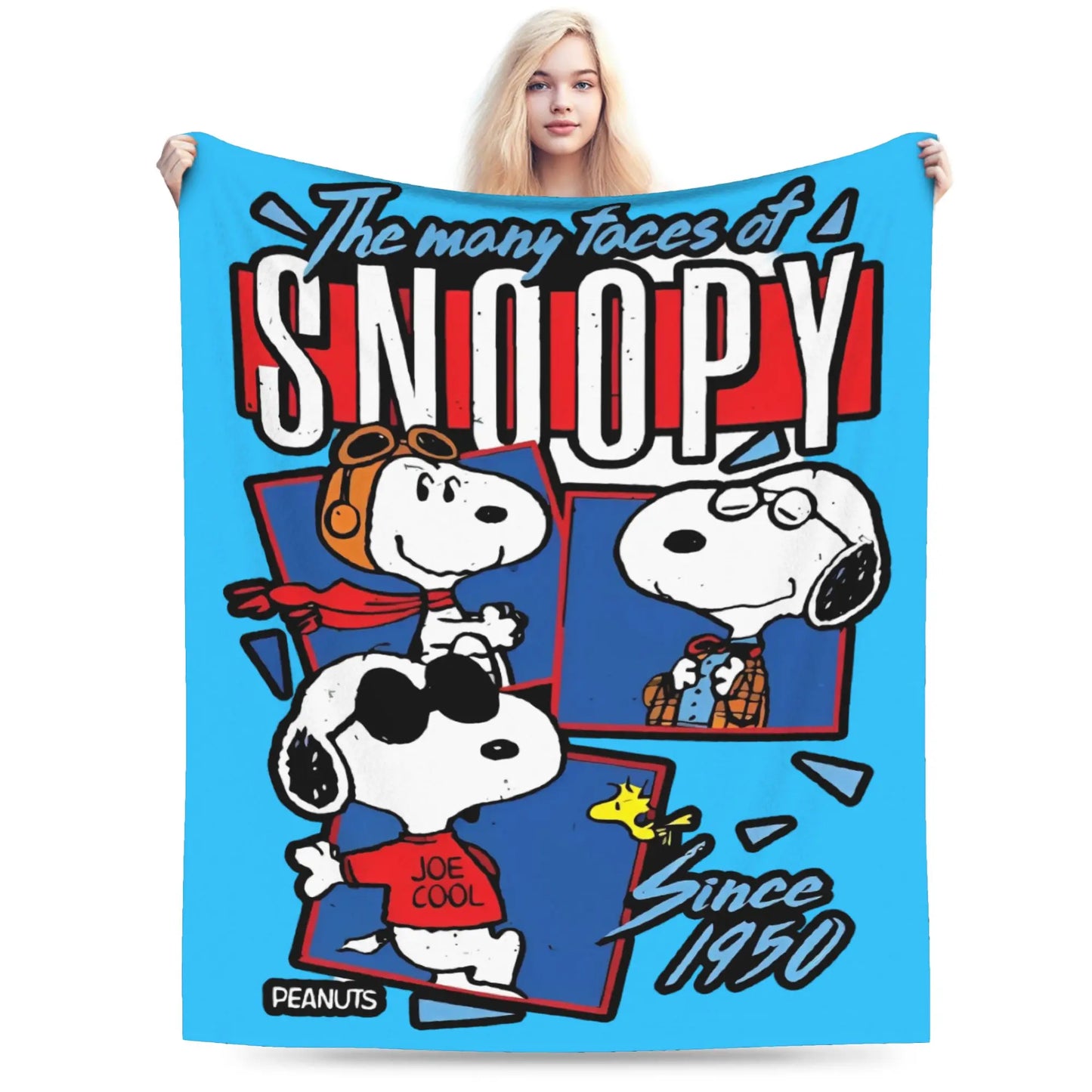Snoopy & Woodstock Pattern Blankets  Fleece Funny Soft Throw Blankets for Bedspread  Winter