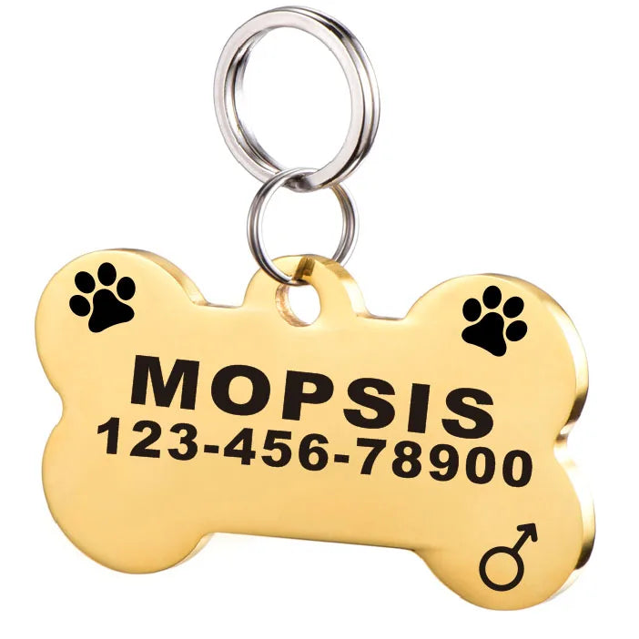 Customized Dog ID Tag Stainless Steel Pet Collar Accessory Personalized Puppy Cat Name Tag Custom Pet Products Supplies