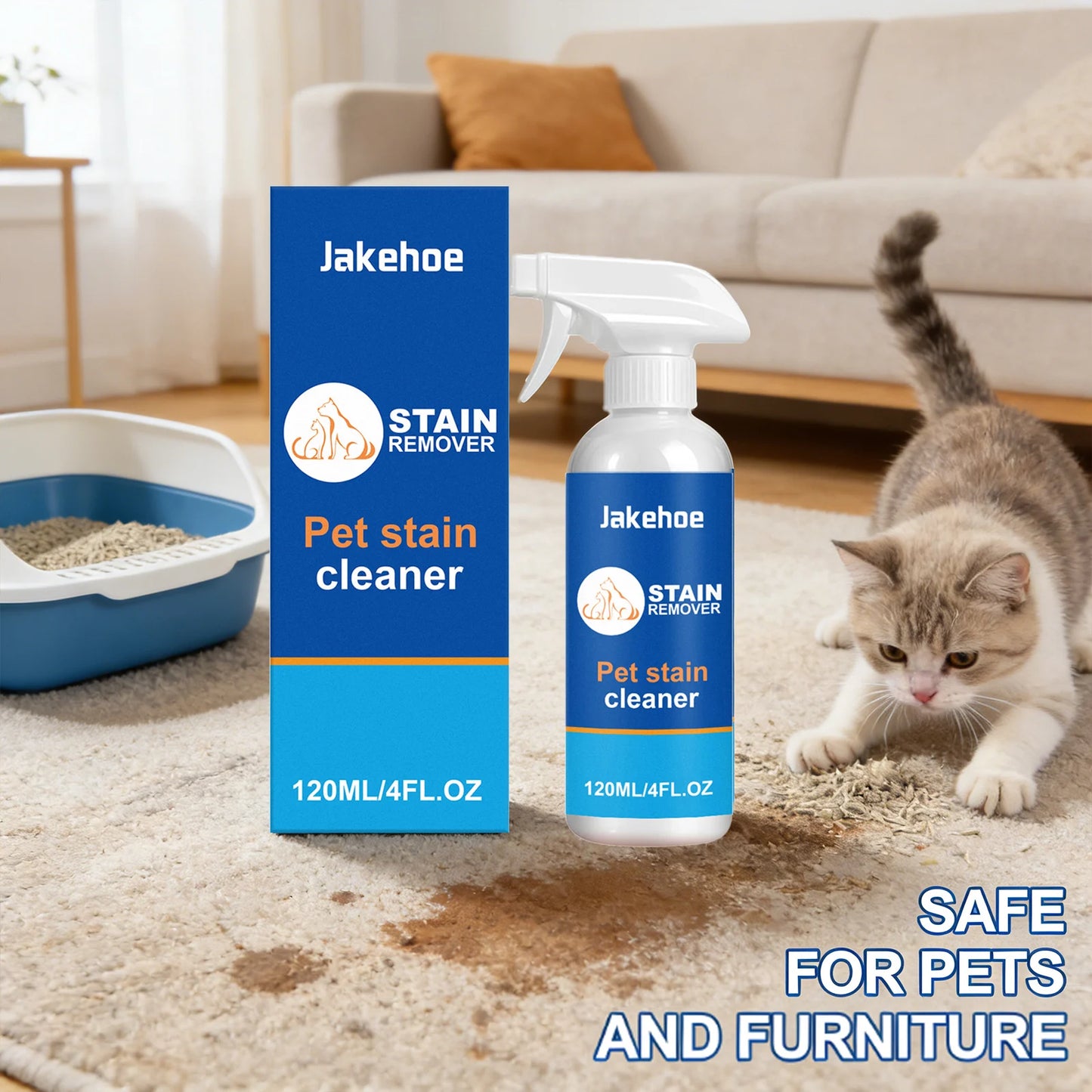 Pet Stain Cleaner Removes Stains Eliminates Odors Long-Lasting Freshing Powerful Decontamination Multifunctional Cleaning Spray