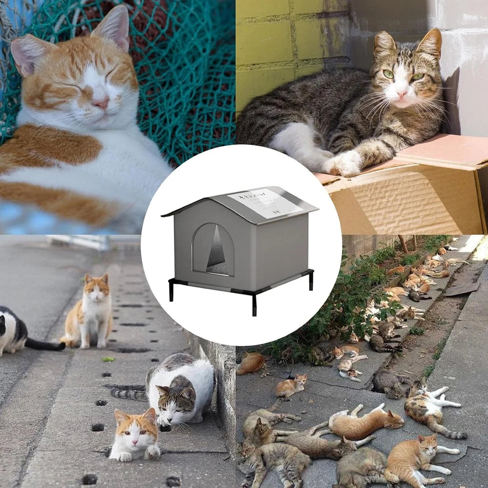 Stray Cat Houses with Mat Waterproof Summer Cool Shelter Foldable Pet Cave Nest Sleeping Beds for Outdoor Cats Small Dog Puppies