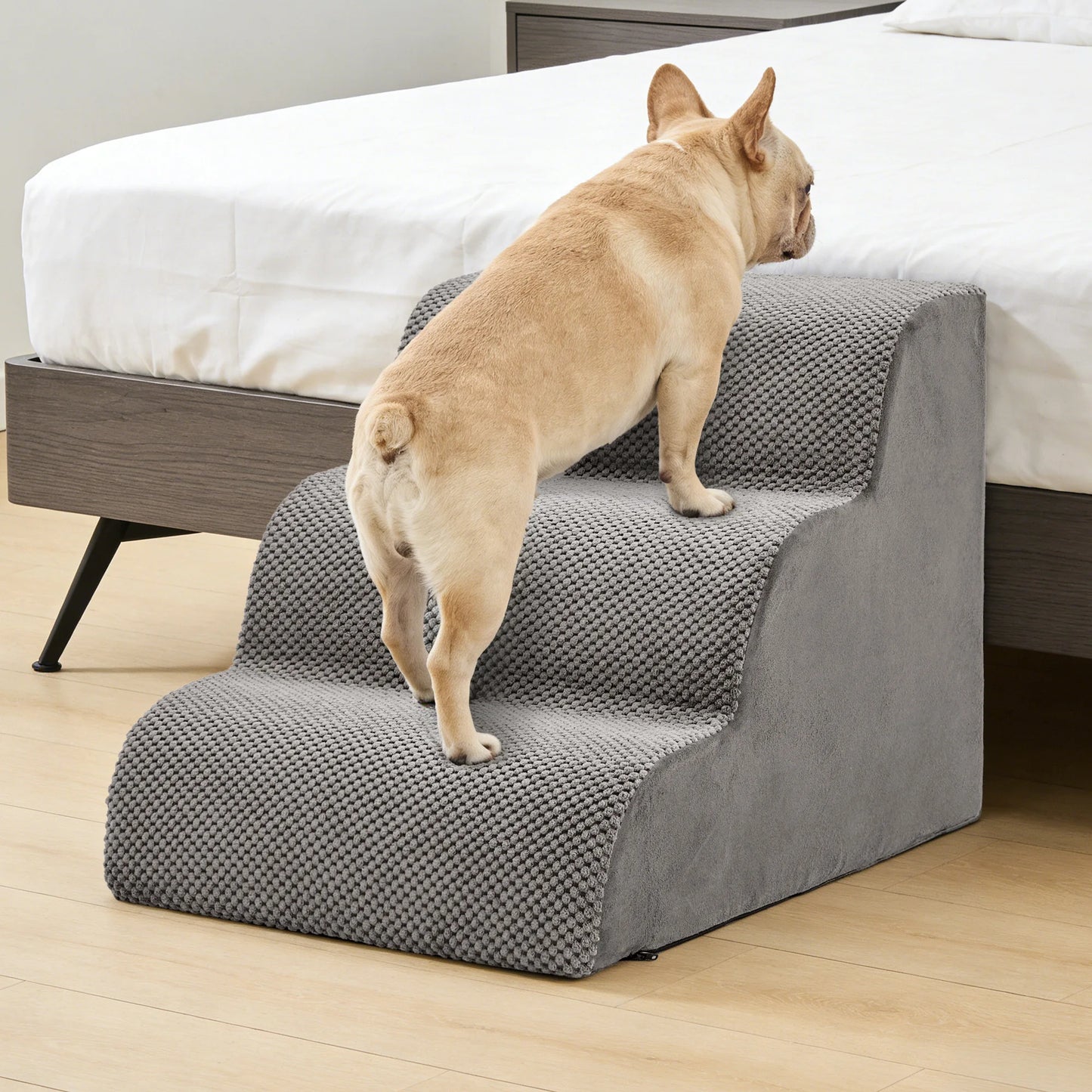 3-5 Step High-Density Foam Dog Stairs Ramp for Small Dogs Curved Pet Dog Steps Indoor Non-Slip Pet Ladder Ramp Stairs